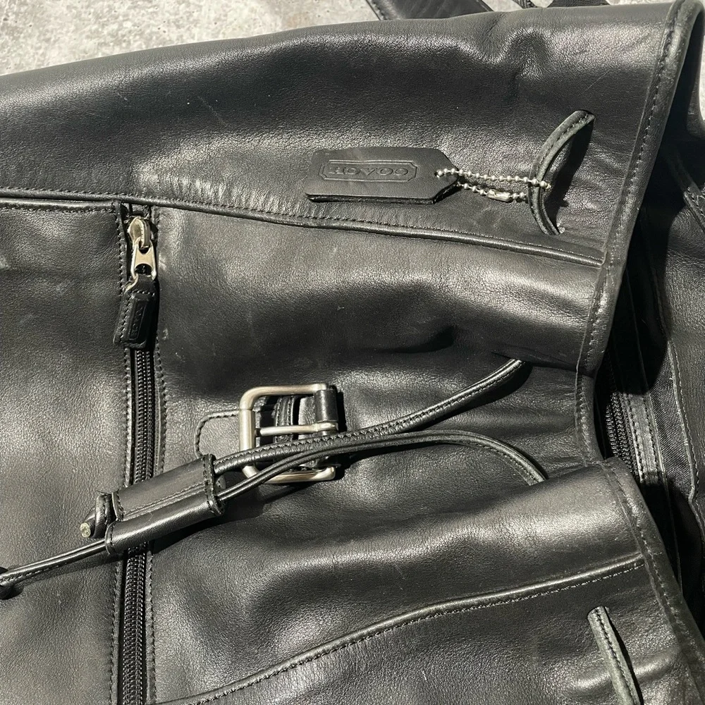 VTG COACH black leather XL BACKPACK 0529 - Picture 11 of 16